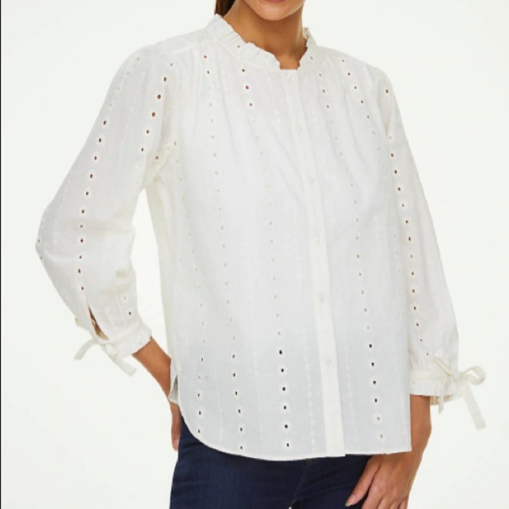 NWT loft eyelet tie cuff blouse